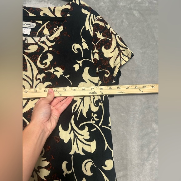 Vintage Gauze Maxi Shift Dress Women’s XL Floral Bishop St Cap Sleeve - Picture 6 of 7
